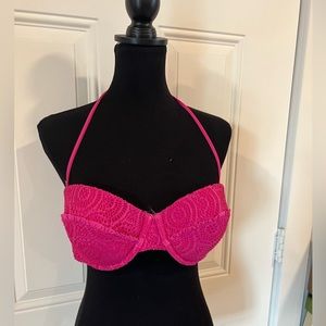 Aerie | Fuchsia Halter Wire Bikini Top Size 36D (180)